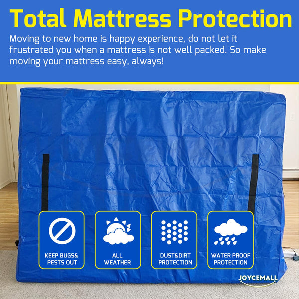 JOYCEMALL Super King Size Mattress Bag for Moving & Storage, Heavy Duty Extra Thick Waterproof Reusable Mattress Cover Protector with 8 Reinforced