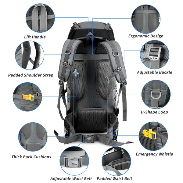 Night Cat Hiking Backpack Rucksack Bag 70L 90L Large For Men Travel Trekking Camping Climbing Cycling With Rain Cover Waterproof Lightweight