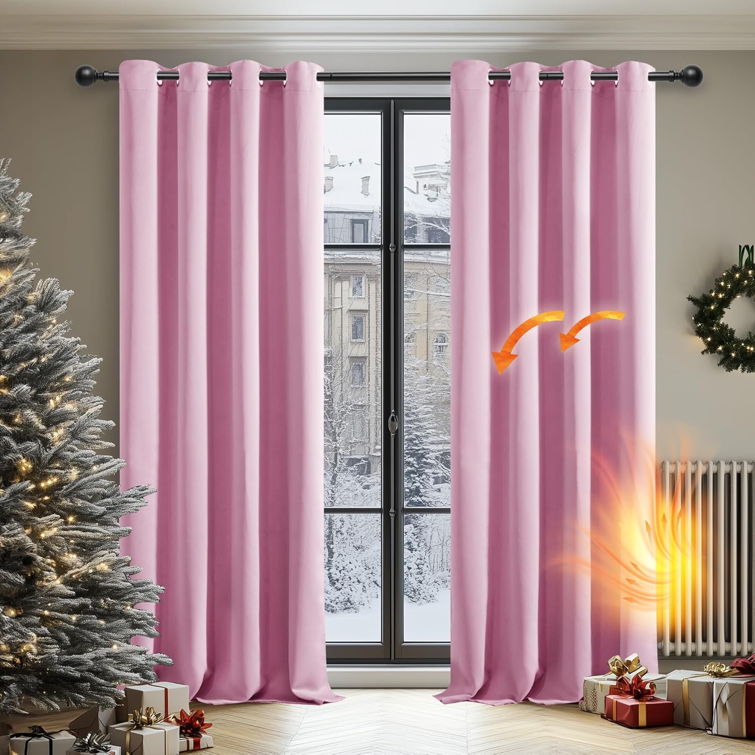 Deconovo Blackout Curtains Eyelet Super Soft Thermal Insulated Ring Top Blackout Curtains for Nursery 46 x 54 Drop Inch Dark Grey 2 Panels