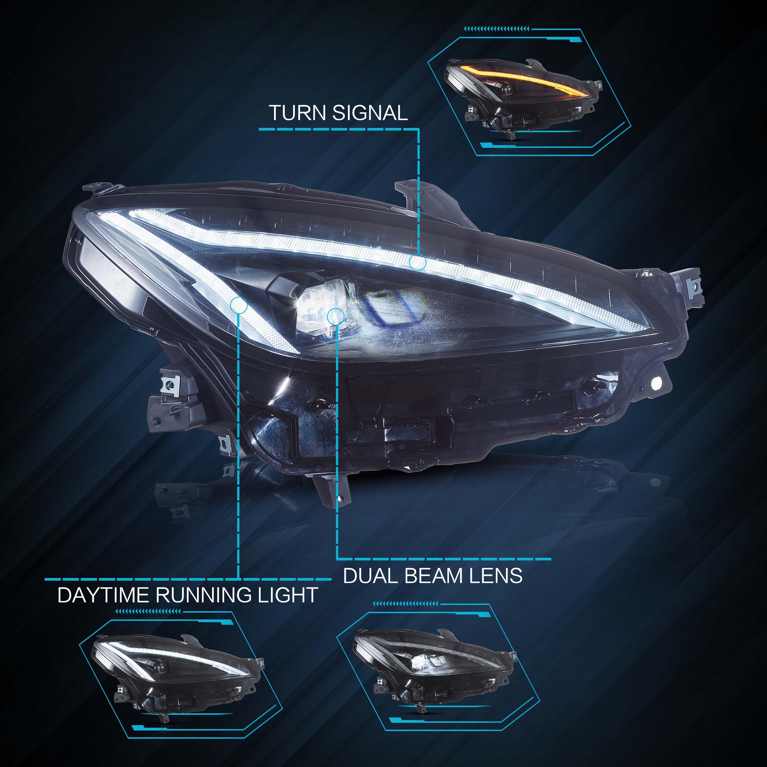 VLAND LED Tail Lights Compatible with Toyota 86 GT86 2012-2020/Subaru BRZ 2013-2020/Scion FR-S 2013-2020, Full LED Rear Light with Sequential Indicator, Red White Lens