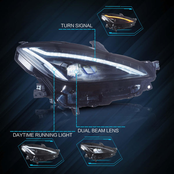 VLAND LED Tail Lights Compatible with Toyota 86 GT86 2012-2020/Subaru BRZ 2013-2020/Scion FR-S 2013-2020, Full LED Rear Light with Sequential Indicator, Red White Lens