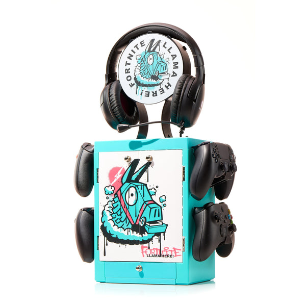 Numskull Official PS5-Inspired Gaming Accessory Locker & Storage Stand – Holds 10 Games/DVDs, 4 Controllers, Headset, and Accessories – Durable & Compact Organizer – Official PS5-Inspired Merchandise