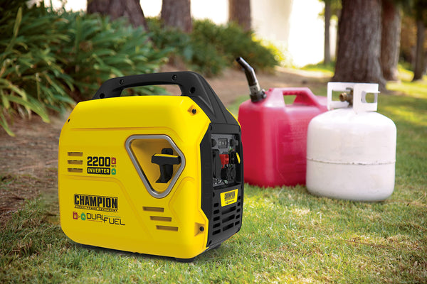 Champion Power Equipment 92001i 2200 Watt LPG Dual Fuel Portable Inverter Generator - 80cc Engine, 4.1L, Petrol or Propane - Lightweight, True Sine Wave, EZ Start, Fuel Fill Assist LED, Ultra Quiet