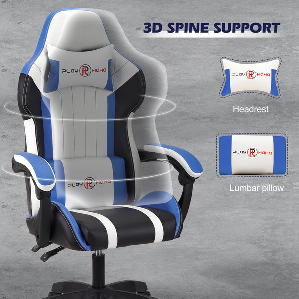 T-THREE.Ergonomic Leather Gaming Chair Height Adjustable with Headrest and Lumbar Support(Orange)