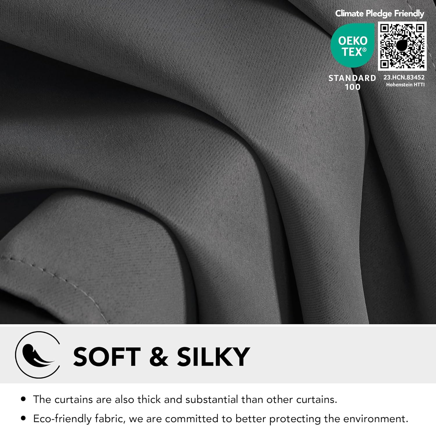 Deconovo Blackout Curtains Eyelet Super Soft Thermal Insulated Ring Top Blackout Curtains for Nursery 46 x 54 Drop Inch Dark Grey 2 Panels