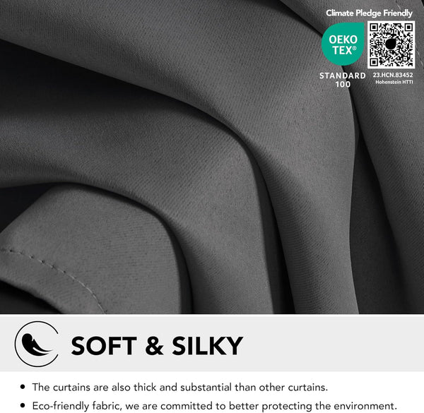 Deconovo Blackout Curtains Eyelet Super Soft Thermal Insulated Ring Top Blackout Curtains for Nursery 46 x 54 Drop Inch Dark Grey 2 Panels