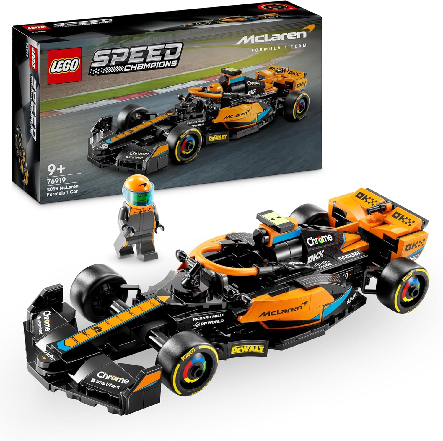 LEGO Speed Champions 2023 McLaren Formula 1 Race Car Toy for 9 Plus Year Old Kids, Boys & Girls who Love Independent Play, Buildable Vehicle Model Set, Kids' Bedroom Decoration, Birthday Gift 76919