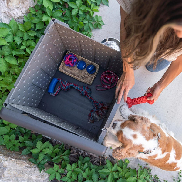 LIFETIME Outdoor Storage Box, 51 x 51 x 51 cm, 95 Litre, Square Storage Chest, UV Protection, Storage Bench, Large Toy Chest, Patio Furniture, Garden Cabinets