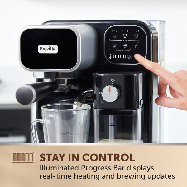 Breville One-Touch CoffeeHouse Coffee Machine | Espresso, Cappuccino & Latte Maker | 19 Bar Italian Pump | Automatic Milk Frother | ESE Pod Compatible | Black [VCF107]