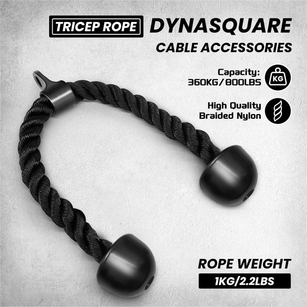 DYNASQUARE Cable Attachments for Home Gym, LAT Pulldown Equipment, Weight Machine Accessories, Straight Pull Down Bar, V Bar, Tricep Rope, Revolving
