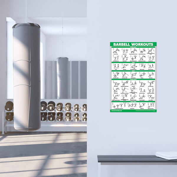 10 Pack - Exercise Workout Poster Set - Dumbbell, Suspension, Kettlebell, Resistance Bands, Stretching, Bodyweight, Barbell, Yoga Poses, Exercise