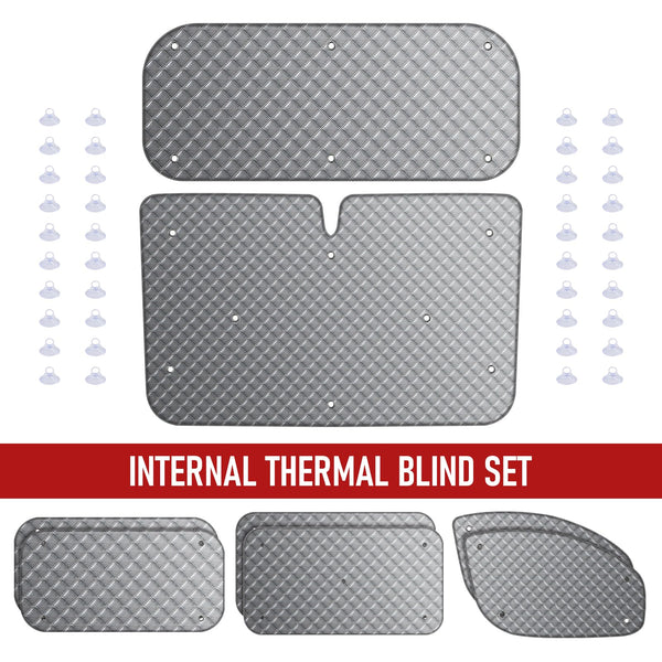 MaxAwe 8Pcs Internal Thermal Blind Set Fits for VW T5/T6 LWB, Luxury Sunshade Wrap Cover Kit, Window Front Screen Cover, Summer Uv Sun Blind & Winter Insulation Cover for VW Campervans & Motorhome