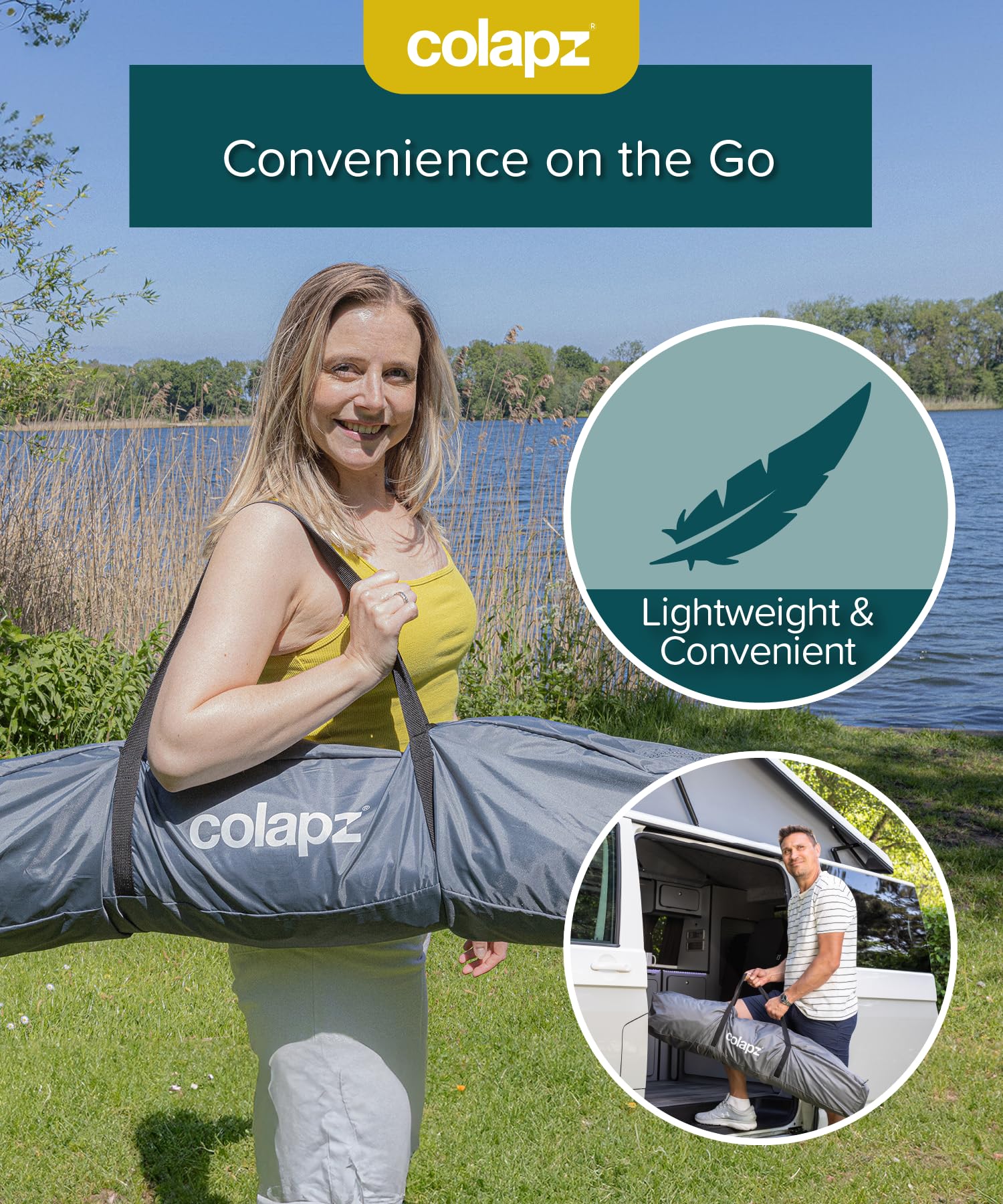 Colapz USB Rechargeable Camping Shower - Portable Shower for Dogs - High Pressure Jet Wash for Bikes - 1 Shower Head - 1 Jet Head - Carry Case Included - Campervan Essentials