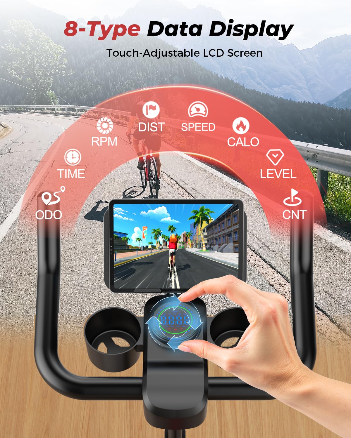 Superun Exercise Bike for Home Use Spin Bike with Adjustable Magnetic Resistance, Stationary Bike with LCD Display and APP, 136 kg Weight Capacity