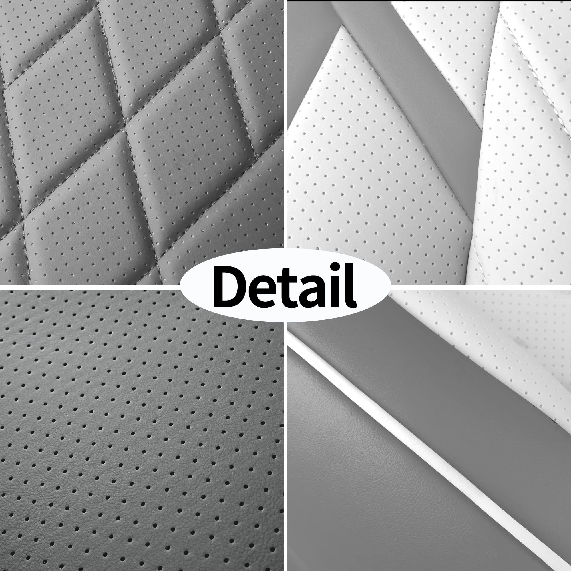 Tapha Faux Leather Seat Cover Set for Tesla Model 3 2017-2022, Breathable and Water-Resistant, Include Seat Covers for Front and Rear Seats (White/Grey)