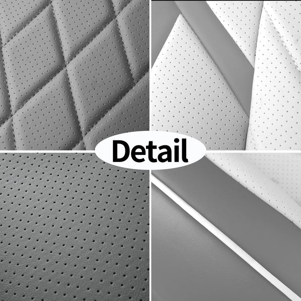 Tapha Faux Leather Seat Cover Set for Tesla Model 3 2017-2022, Breathable and Water-Resistant, Include Seat Covers for Front and Rear Seats (White/Grey)