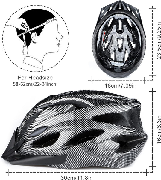 RaMokey Cycle Helmet, Lightweight Bicycle Helmet, Adjustable Mountain & Road Bike Helmets for Adults, 18 Vents with Adjustable Strap & Detachable Visor for Mens Womens(Head Sizes 58-62cm)