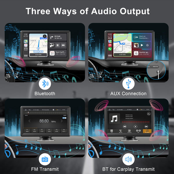 Wireless Apple Carplay & Android Car Stereo Headunit with IPS Carplay Display, Digital Receiver, Siri / Google GPS Navigation, Bluetooth, Mirror Link, FM, AUX (7 Inch CarPlay & Android Auto)