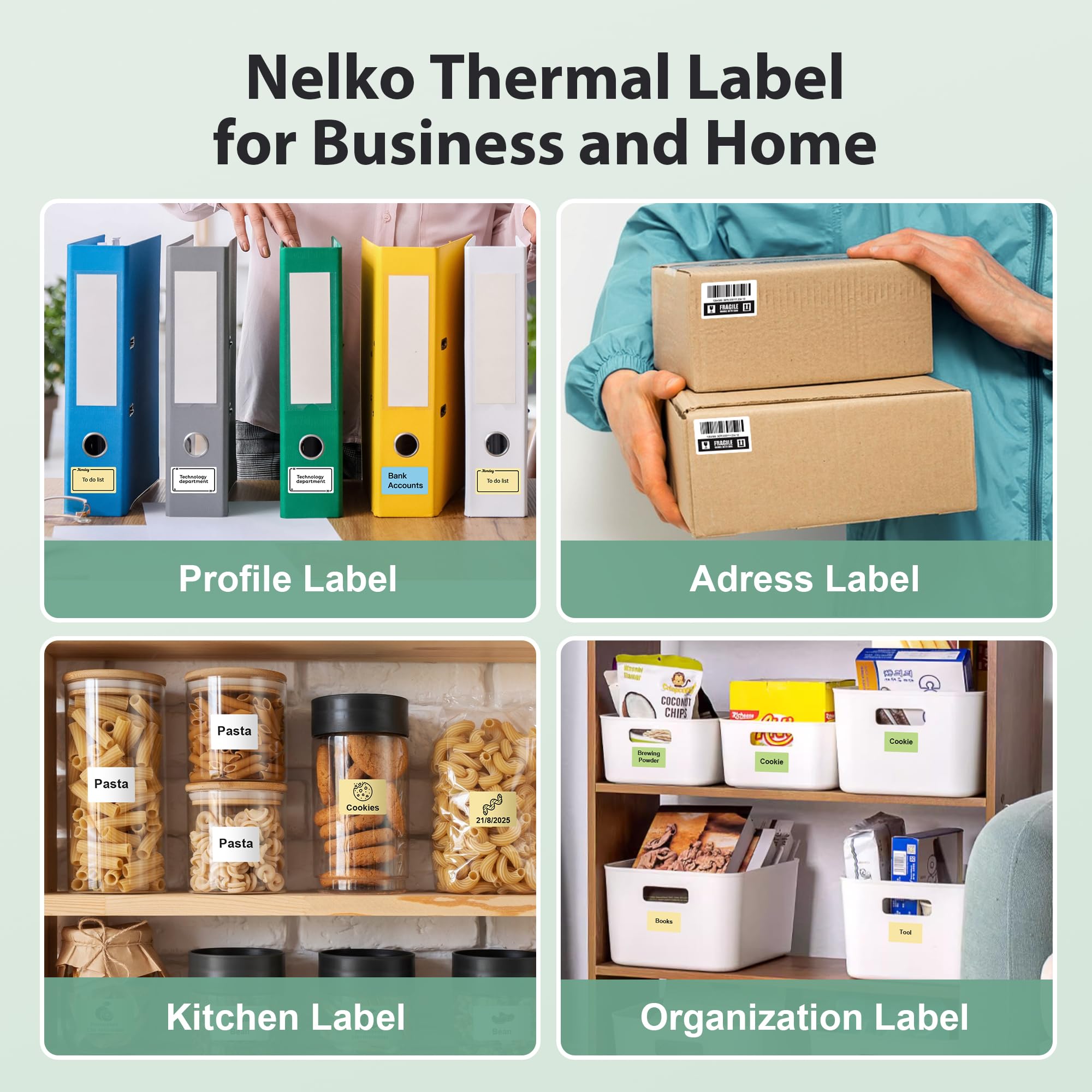 Nelko PM220 Bluetooth Thermal Label Printer, 2 Inch Portable Label Maker Machine for iOS & Android Phone, sticker printer for Clothing, Retail, Address, Barcode, Home, with 1 Roll 40x30mm（White）2 pack