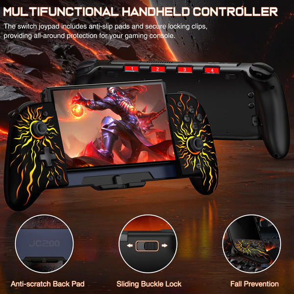 HASACOOL Switch Controller for Nintendo Switch/OLED, Handheld One-Piece Joycon Controllers with RGB Lights, TURBO, Vibration, Back Button