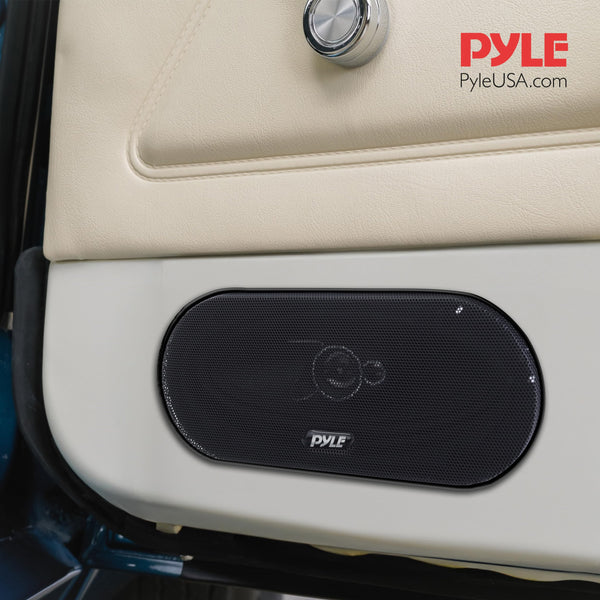 Pyle 3-Way Universal Car Stereo Speakers - 300W 4" x 10" Triaxial Loud Pro Audio Car Speaker Universal OEM Quick Replacement Component Speaker Vehicle Door/Side Panel Mount Compatible, PL410BK (Pair)