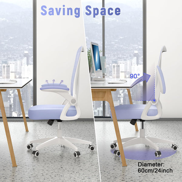 naspaluro Office Chair Ergonomic Desk with 90° Flip-up Armrest Lumbar Support, Height Adjustable Chair, Executive Swivel Computer Padded Seat Cushion for Home/Office