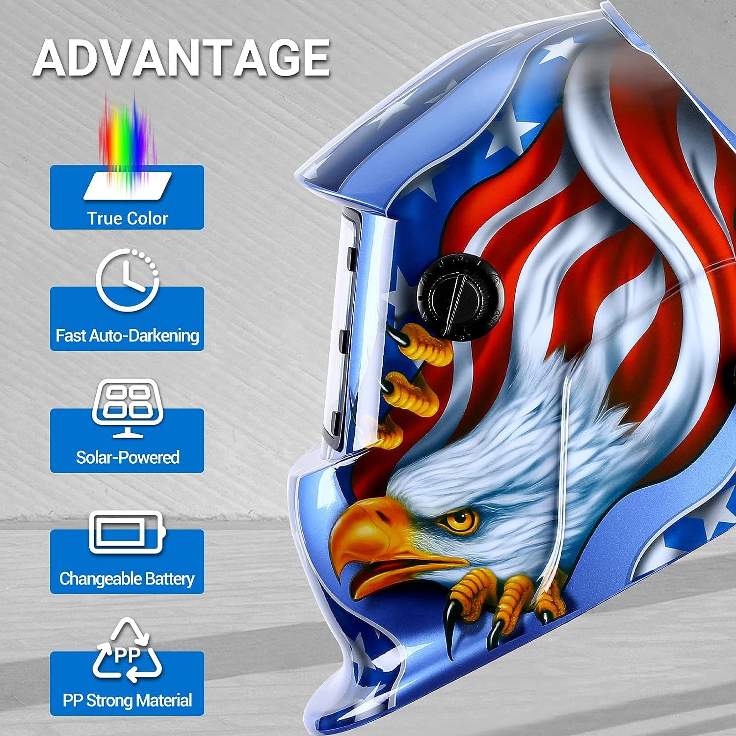 DEKO Welding Helmet Auto Darkening: True Color Solar Powered Auto Darkening Welding Helmets Welder Mask Hood (Skull Design)