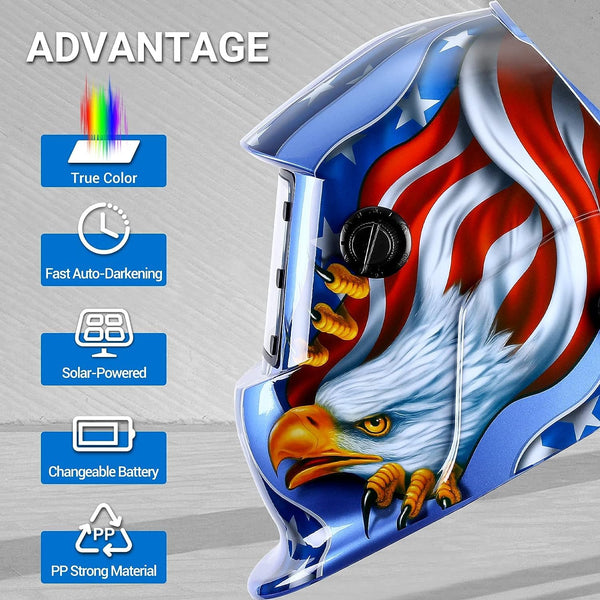 DEKO Welding Helmet Auto Darkening: True Color Solar Powered Auto Darkening Welding Helmets Welder Mask Hood (Skull Design)