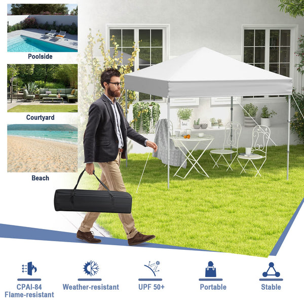 COSTWAY 2m x 2m Pop up Gazebo, 3-Position Height Adjustable Commercial Instant Canopy Tent with Carry Bag, Garden Patio Sun Shelter for Camping BBQ Party (Blue, 198 x 198 x 190-244 cm)