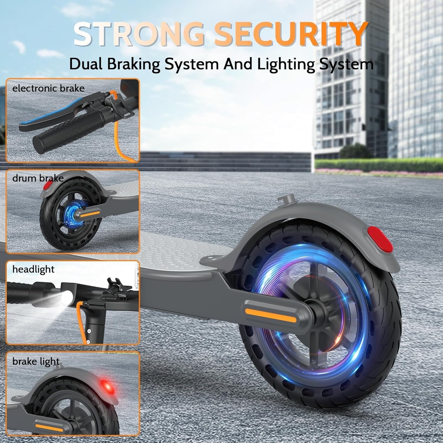 Electric Scooter, Electric Scooter Adult 350W with 25-35KM Range, Max Speed 25KM/H, 8.5" Solid Tire, Double Braking System for Adults and Teens