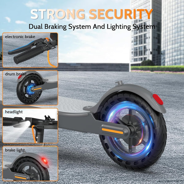 Electric Scooter, Electric Scooter Adult 350W with 25-35KM Range, Max Speed 25KM/H, 8.5" Solid Tire, Double Braking System for Adults and Teens