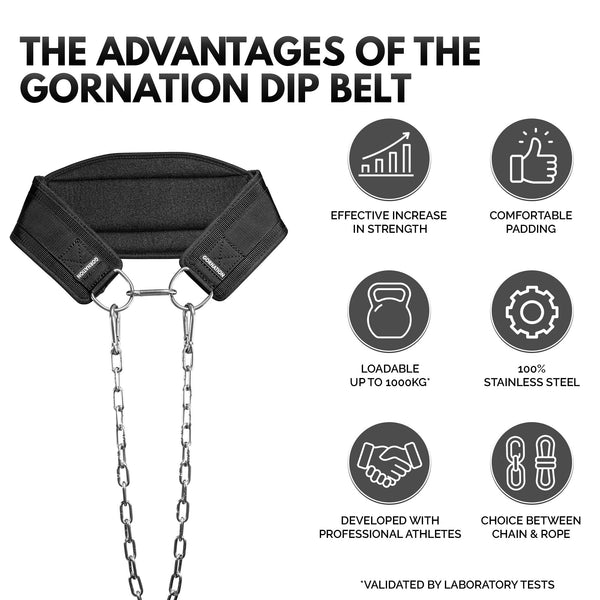 GORNATION Weight Belt Up to 1000 kg Load, Attaching an Extra Weight with Chain or Rope, Street Workout and Fitness, Stainless Steel Weight Belt