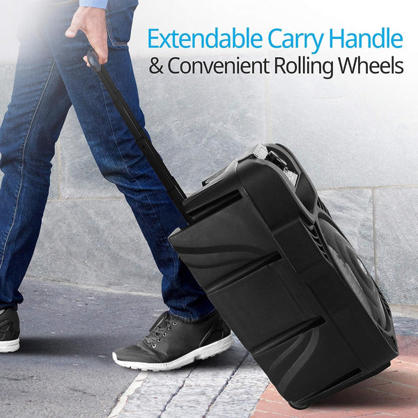 Pyle, Portable Dj Speaker System 400W, Bluetooth Pa Loudspeaker - 8” Subwoofer, USB/MP3/FM Radio/Mic Inputs, LED Lights, Rechargeable Battery w/Remote Control