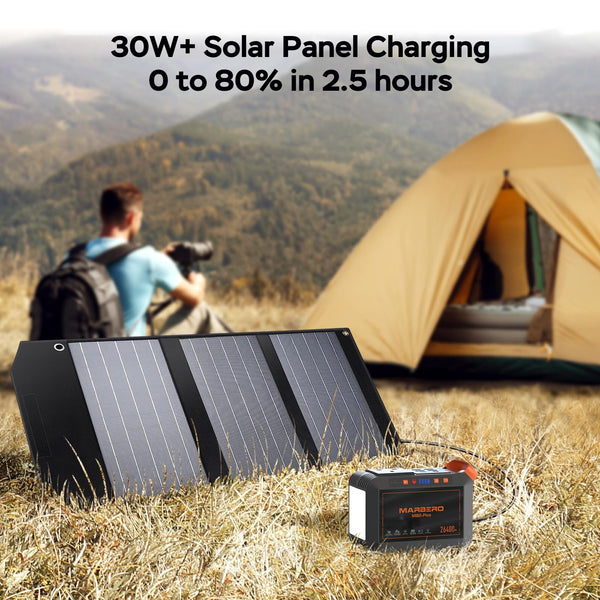 MARBERO Portable Power Station 98Wh Large Battery Pack 100W(150W Peak) Solar Generator Camping Backup with AC Plug Socket with LED Light for Outdoor Adventure RV Trip Home Blackout Emergency
