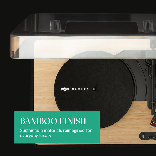 House of Marley Revolution Wireless Turntable - Bluetooth Record Player, 3-Speed Sustainably Made Vinyl Player, Easy Set Up Home Turntables for Vinyl Records with Dust Cover, Audio-Technica Cartridge