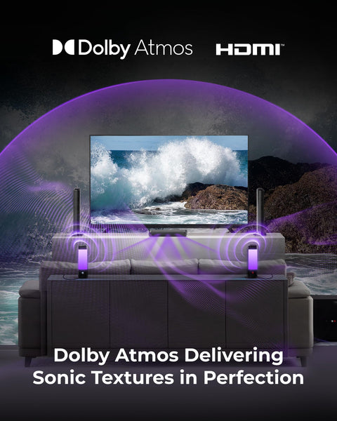 ULTIMEA 4.1ch Sound Bar for Smart TV with Subwoofer, App, Peak Power 200W, 2-in-1 Detachable Bluetooth 5.3 Soundbar, Bass Adjustable, 3 EQ Modes TV Sound Bar, ARC/Optical/Aux, Apollo S50 2025 Version