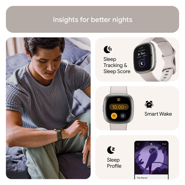 Google Fitbit Sense 2 Health and Fitness Smartwatch with built-in GPS, advanced health features, up to 6 days battery life - Compatible with iOS 15 or higher & Android OS 9.0 or higher
