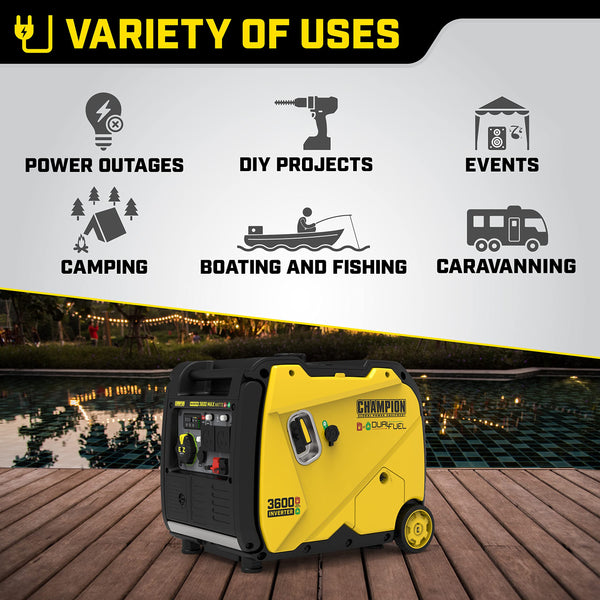 Champion Power Equipment 92001i 2200 Watt LPG Dual Fuel Portable Inverter Generator - 80cc Engine, 4.1L, Petrol or Propane - Lightweight, True Sine Wave, EZ Start, Fuel Fill Assist LED, Ultra Quiet