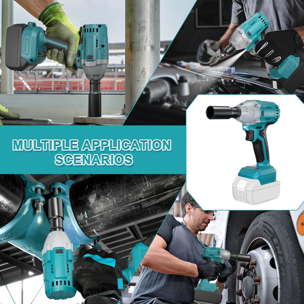 Nananuu 700Nm 3 in1 Cordless Impact Wrench Compatible with Makita 18V Lithium Battery (No Battery), Brushless Impact Wrench with 6 Sockets and LED Light for Scaffolding and Automotive Assembly