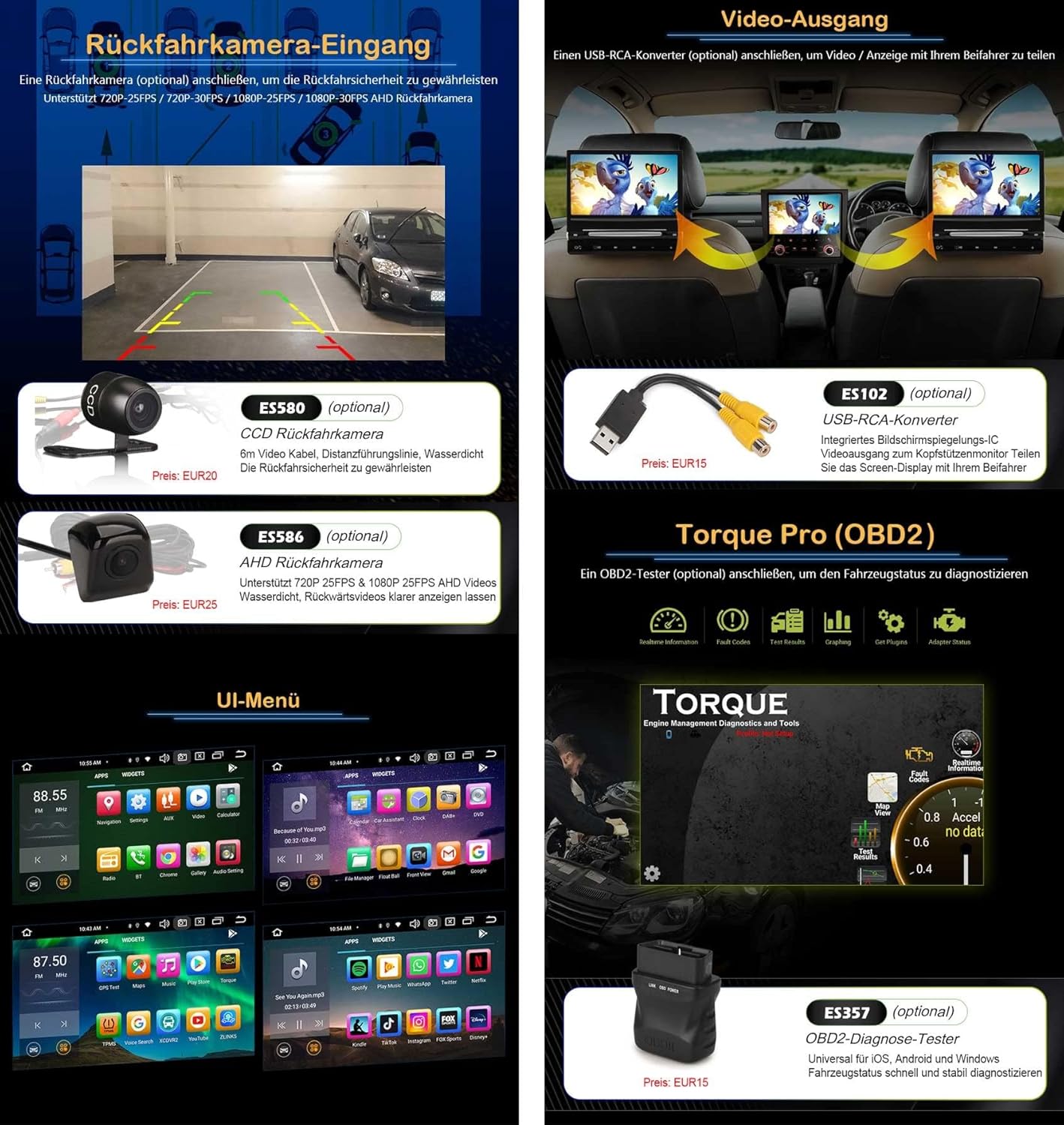 Erisin 7 inch 8-Core 4GB+64GB Android 13 Car Stereo Sat Nav For VW Polo Passat Golf MK5 MK6 Caddy EOS Seat Skoda CarPlay Android Auto DSP DAB+ Bluetooth GPS OPS WIFI 4G DVR CD Player Head Unit