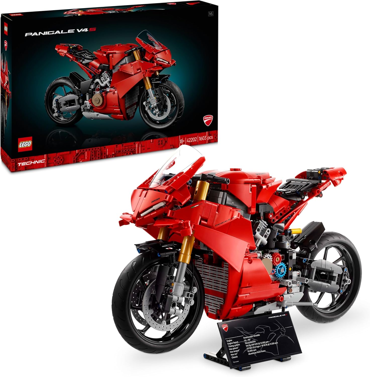 LEGO Technic Ducati Panigale V4 S Motorcycle Model - Building Sets for Adults, Men & Women Aged 18+ - Gifts for Motorbike Fans - 42202