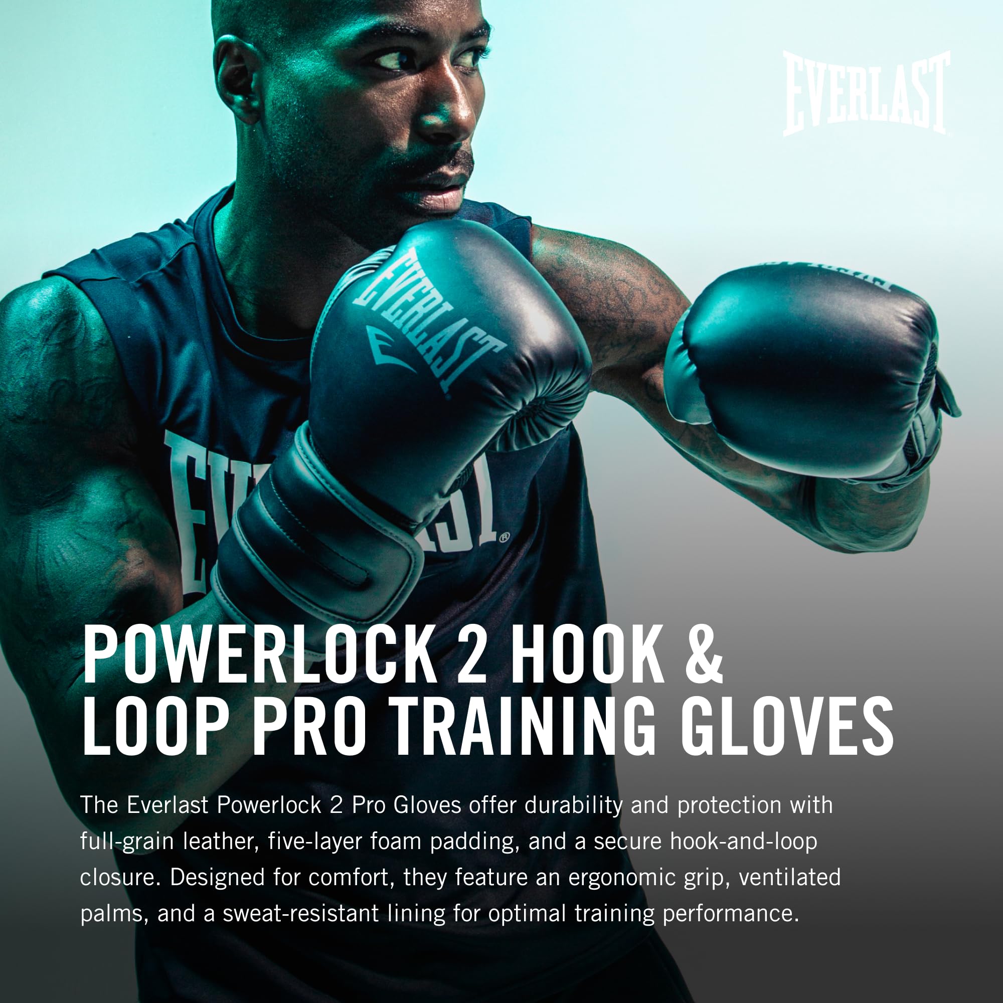 EVERLAST Powerlock 2R Training Gloves - Black - 14oz