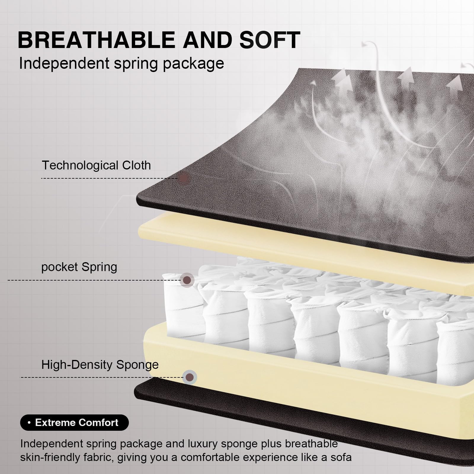 GTPLAYER Fabric Gaming Chair with Footrest, Ergonomic Computer Desk Chair with Pocket Spring Cushion Home Office High Back Support Lumbar Support Heavy Duty Wide