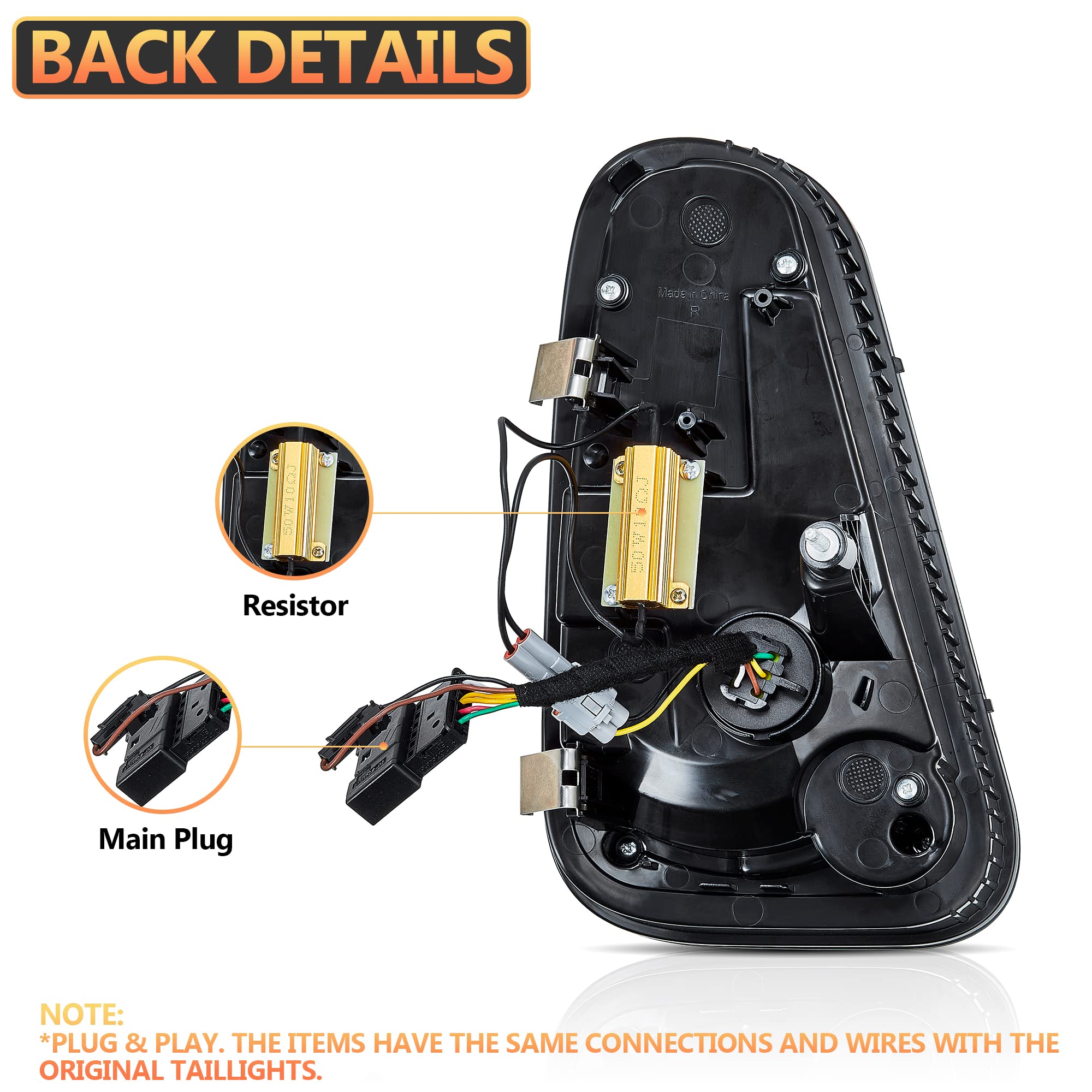 VLAND LED Rear Lights Compatible with Mini Cooper R50 R52 R53 2001-2006 1st Gen Hatch/Convertible, Union Jack Tail Lights w/Startup Dynamic Display & Sequential Indicator, 1 Set (Red)