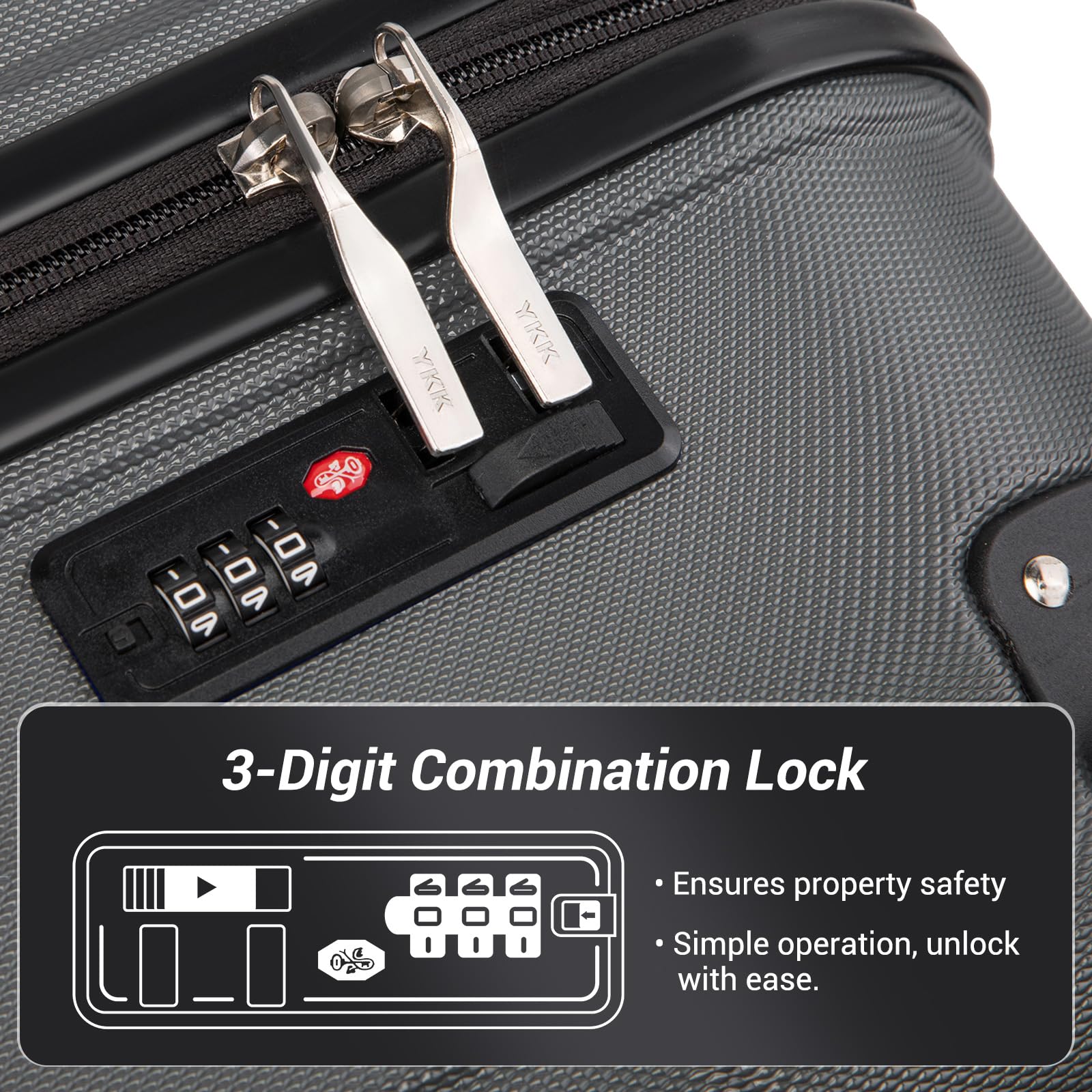 Kono 28 Inch Large Hard Shell Luggage Lightweight ABS 4 Wheels Spinner Business Trip Trolley Case Suitcase (Grey)