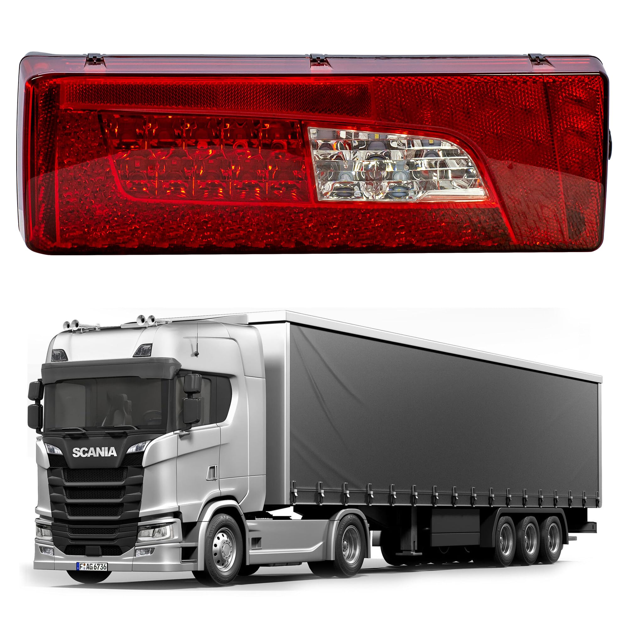 Passenger Left Side N/S Full LED Tail Light Rear Lamp 24V with Number Plate Light for Scania Truck P G R S L Series