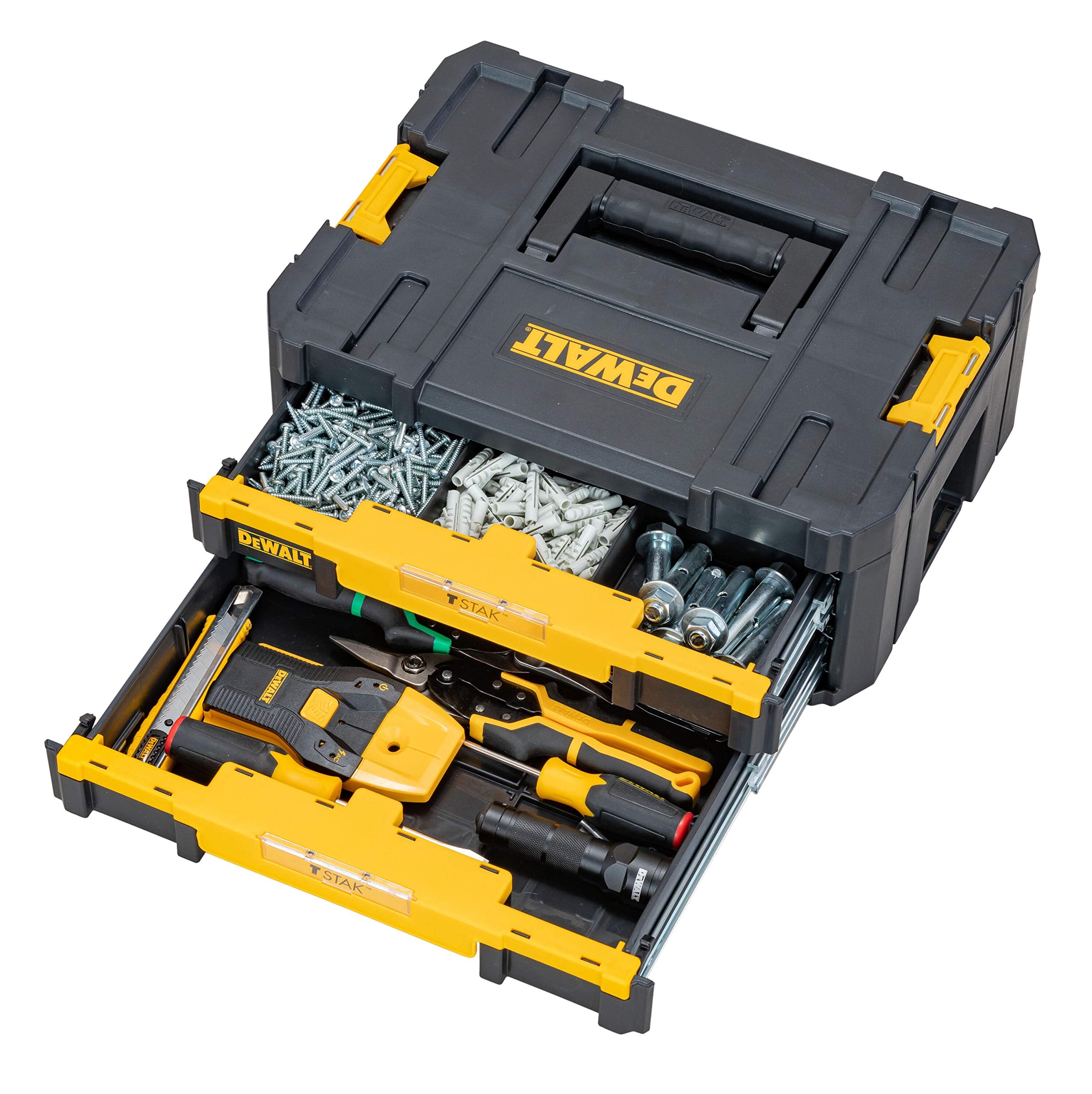 DeWalt DWST1-70706 T-Stak IV Tool Storage Box with 2-Shallow Drawers, Yellow/Black, 44 x 31.4 17.6 cm