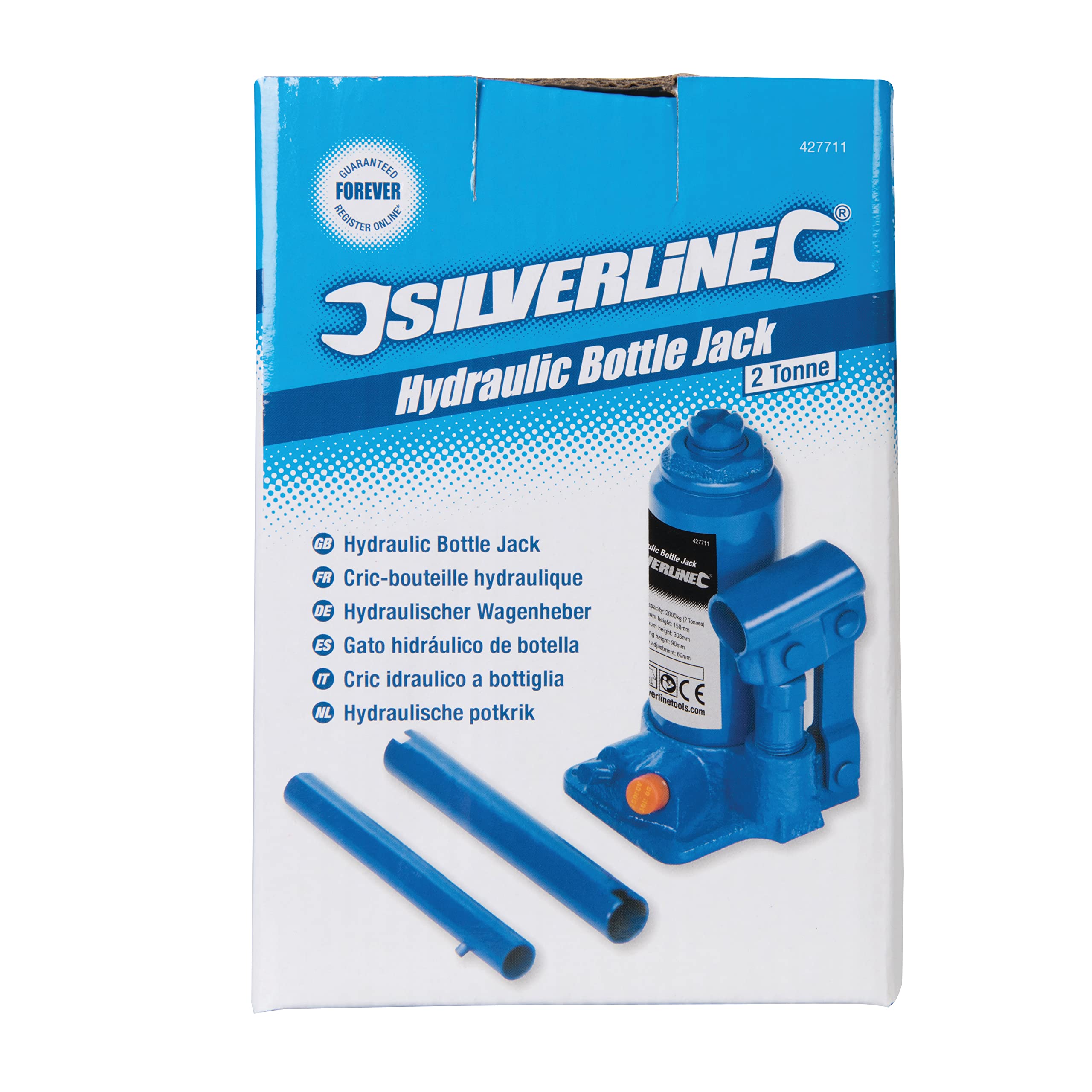Silverline Hydraulic Bottle Jack 6 Tonne (457050), BLUE