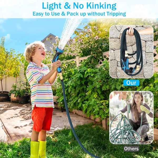 Expandable Garden Hose Pipe 30m 100ft, Hosepipes for Garden Water Hose with 10 Functions Spray Gun, 3/4" 1/2" Connector, Expanding Magic Hose