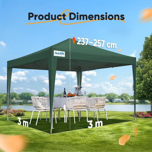 Quictent Pop Up Canopy Gazebo with Removable Sidewalls, Adjustable Height Event Shelter, 3x3m (10x10ft) Portable Tent for Garden Party, Camping, White